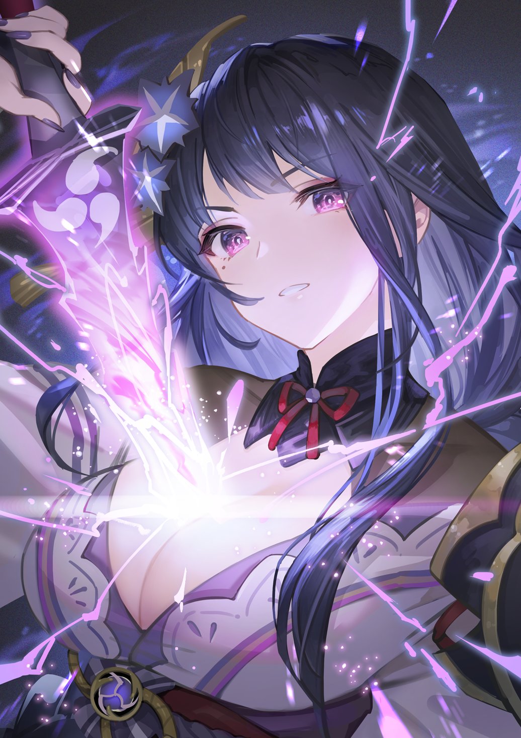 ノワえく 実は雷電将軍 九条裟羅ちゃんのイラスト 色や構図が対になるように描きました 並ぶことでより魅力的に見えたら嬉しいです 原神 雷電将軍 九条裟羅 Genshinimapct