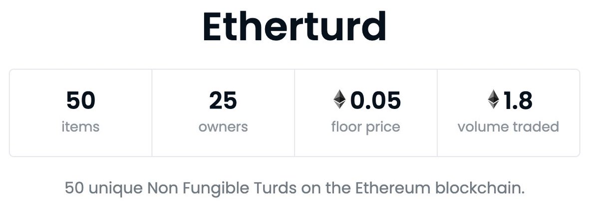 Only 14 #etherturd are left for sale.