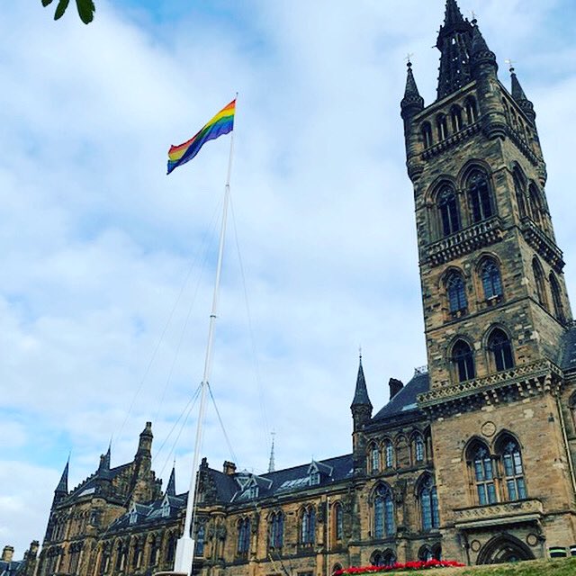 UofGlasgow's tweet photo. Proud to fly the 🏳️‍🌈 flag for #GlasgowPride today. 

❤️🧡💛💚💙💜🖤🤍🤎#Pride2021 #TeamUofG https://t.co/5DXm6RGtql