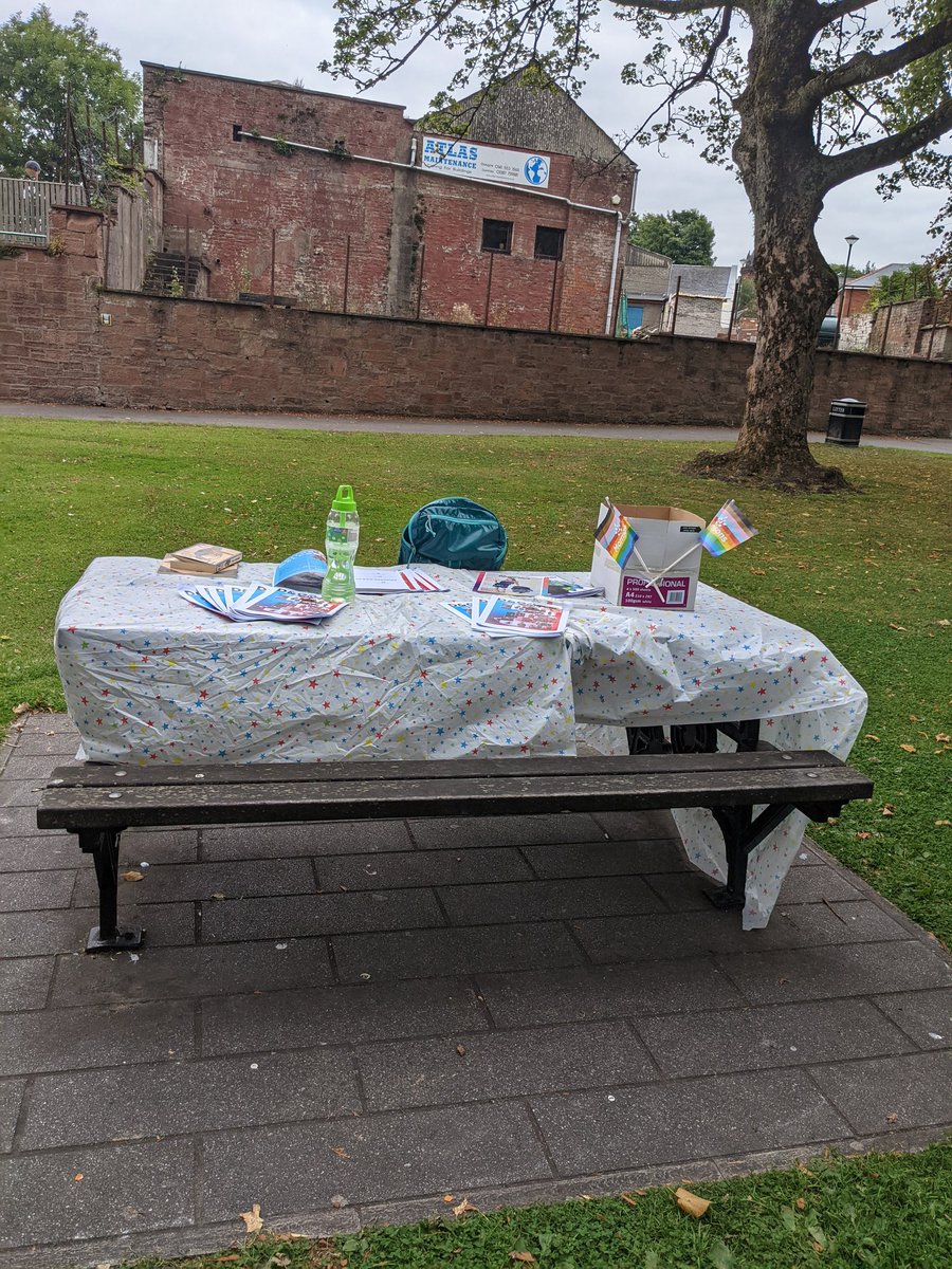 DGQueerier's tweet photo. We're set up at #PartyInThePark! Come pick up our free magazines and say hi 😊 find us next to the Dumfries Community Radio marquee (at Dock Park, Dumfries). https://t.co/X82DWMzg2u
