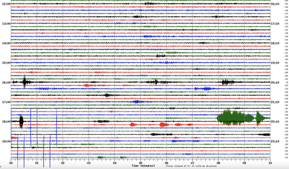 RedditCFB's tweet image. Seismograph readings for Blacksburg, VA last night. See if you can spot the Enter Sandman.