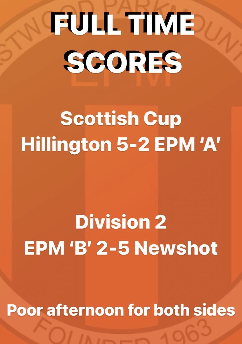 Poor afternoon all round 👎

Well done to <a href="/AfcHillington/">Hillington AFC</a> &amp; <a href="/AfcNewshot/">NewshotAFC</a> all the best for the rest of the season👍

A’s Goalscorers - <a href="/Adam__VDB/">Adam van den Brink</a>⚽️⚽️
A’s MOTM - Dec👏

B’s Goalscorers - Peter ⚽️ Cooly ⚽️
B’s MOTM - Fraser 👐🏻

<a href="/GGPAFL/">Greater Glasgow Premier AFL</a> <a href="/FNTeamwear/">FN Teamwear</a> <a href="/scottish_aff/">AmateurFixturesResultsSCO</a>