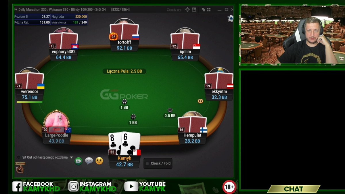 GGPokerPolska's tweet photo. Pokerową sobotę czas zacząć - na początek Kamyk zaprezentuje Wam nieco fajnego poksa 😎
Koniecznie wpadnijcie podglądać jego zmagania przy stolikach #GGPoker 👍
Live ➡️ https://t.co/RnME8cAD5o
#poker #stream #kamyk https://t.co/BSRbeC2oH9