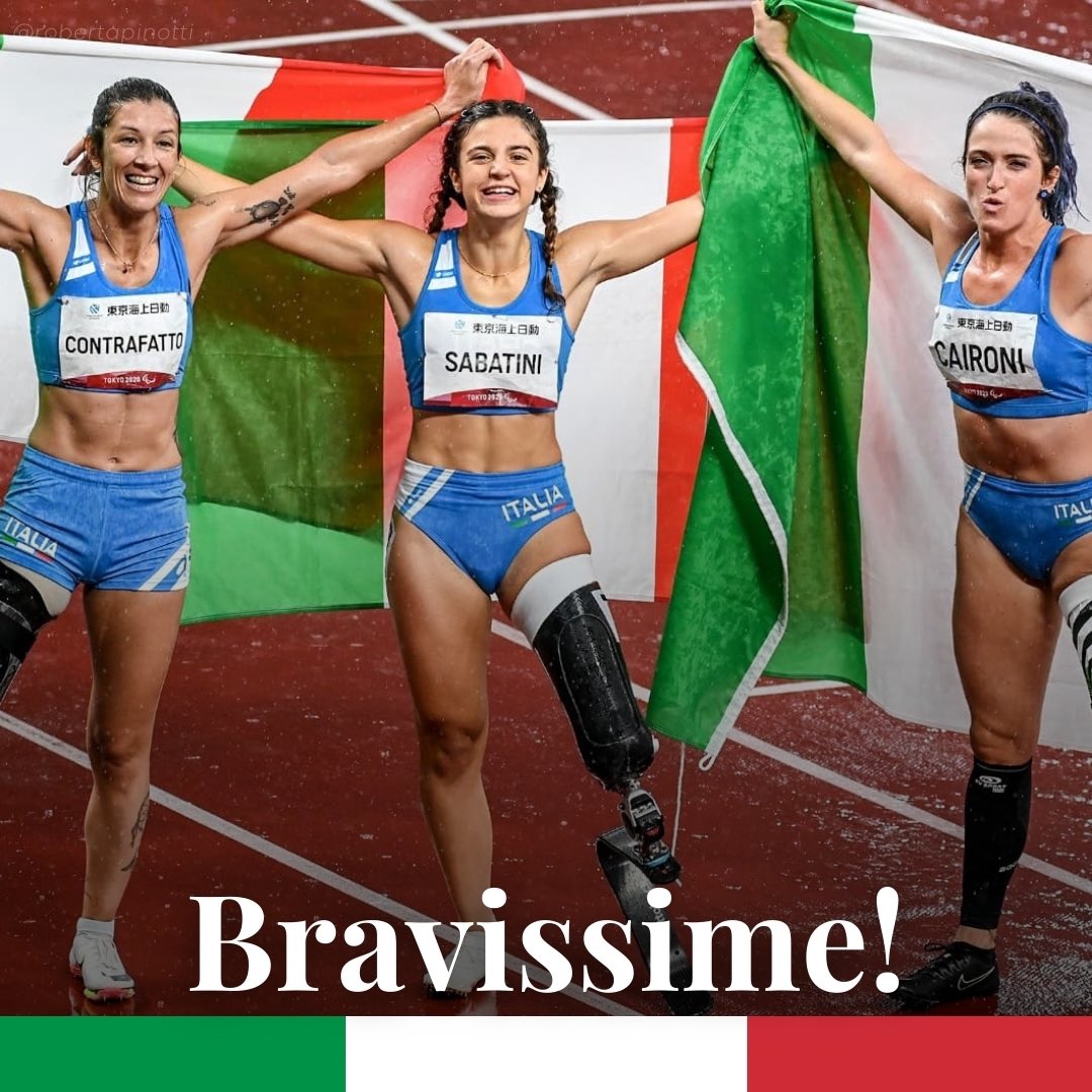 Podio tutto italiano nei 100m femminili alle #Paralympics  di #Tokyo2020. Storica vittoria con Ambra Sabatini, <a href="/smartinella/">Martina Caironi</a> e <a href="/lolitadarkbis/">monica contrafatto</a>! Bravissime, siamo orgogliosi di voi! 👏Un grande anno per l’Italia 🇮🇹