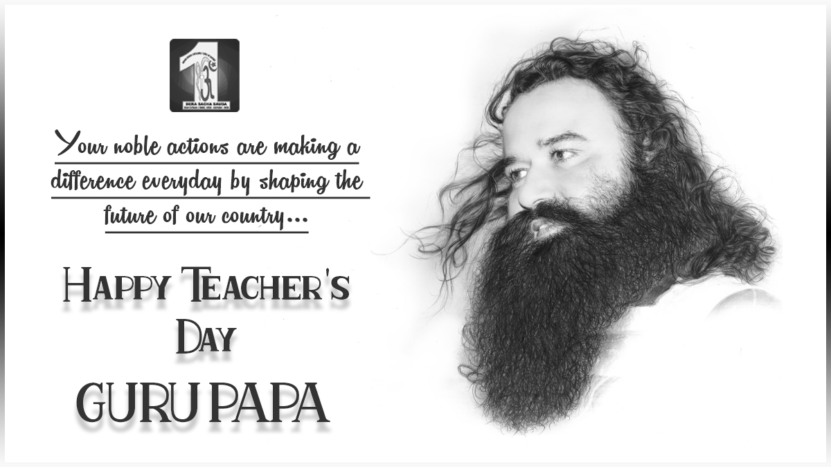DSSNewsUpdates's tweet photo. We were unaware, You illuminated the true path to us and unveiled the secret to happiness. We feel obliged by getting You, St. Dr. @Gurmeetramrahim Singh Ji Insan, as our spiritual teacher, who escort us during highs &amp; lows and never leave us alone in any situation! #TeachersDay https://t.co/w7Dz2QClvF