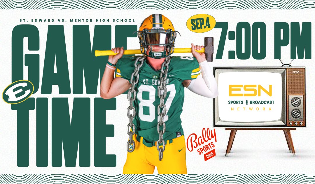 SEHS_FOOTBALL's tweet photo. EAGLE NATION : Your St. Edward Football BROTHERHOOD take on Mentor at 7:00pm tonight at First Federal Lakewood Stadium. MAKE SURE YOU TUNE IN LIVE TONIGHT... https://t.co/FGY87utMMS #EDSUP #BUILTDIFFERENT https://t.co/TQJr16Xgpc