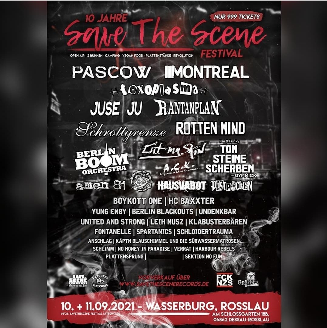 DerFroide's tweet photo. Nächstes Wochenende, 10. + 11. September, Save The Scene #Festival in Rosslau! Karten gib es nur noch bis Montag. Kommt vorbei! #produzentenderfroide #punkrock #punk #savethescene #antifa #fcknzs #konzert #oipunk #deutschpunk #hardcore #skinheadsagainstracism #streetpunk #fckafd https://t.co/JPHHCdS7Fu