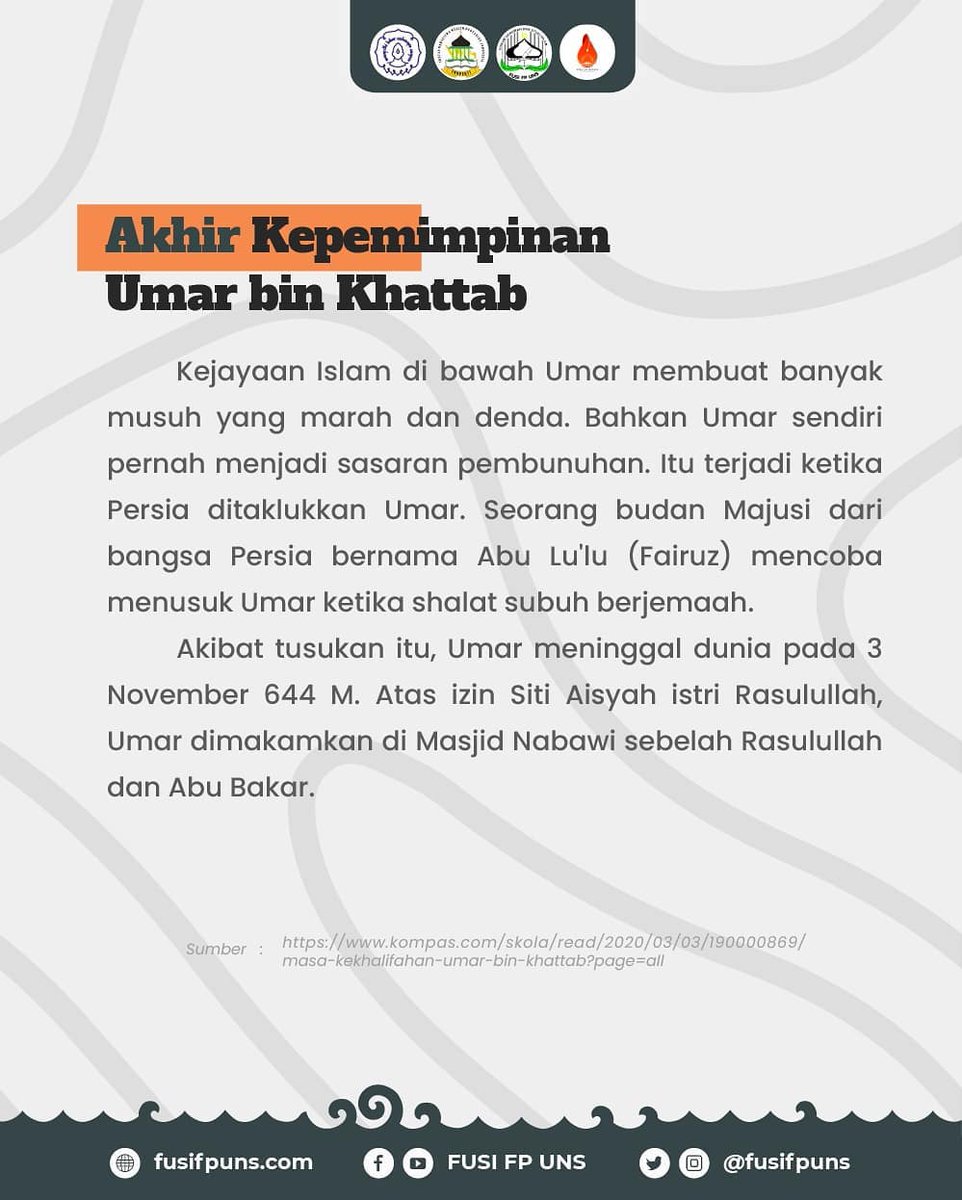 fusifpuns's tweet photo. [ Umar Sahabat Rasulullah ]

Part 2

Merupakan kelanjutan dari yang sebelumnya, kali ini kita akan mengetahui apa saja peninggalan dari sahabat Rasulullah yang hebat ini.

Untuk menambah wawasan bisa lihat info dibawah ya😁 https://t.co/vzS3DgMVzM