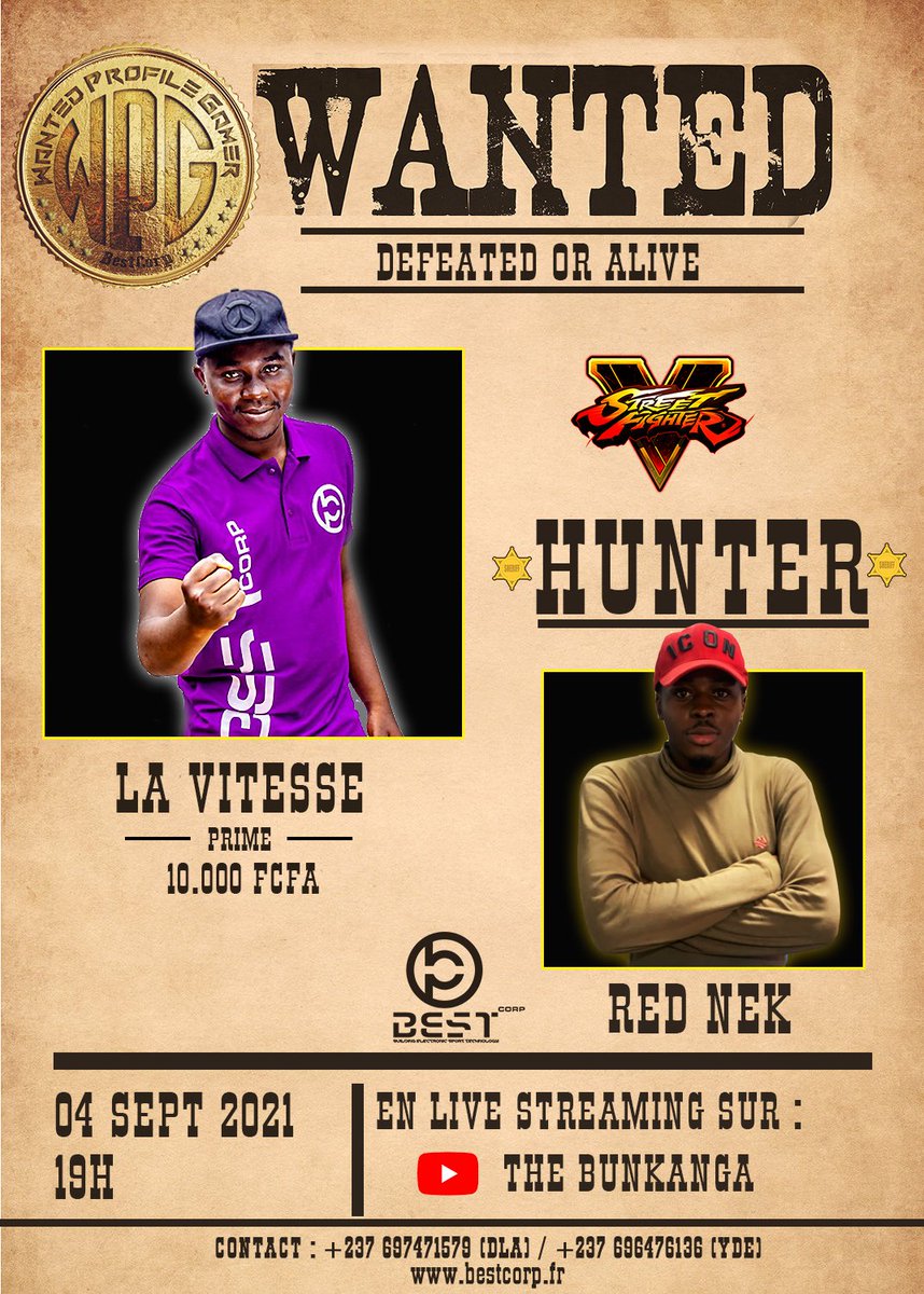 BESTCORP_CMR's tweet photo. [𝗪𝗔𝗡𝗧𝗘𝗗 𝗣𝗥𝗢𝗙𝗜𝗟𝗘 𝗚𝗔𝗠𝗘𝗥 #𝟬𝟯]

Gamers &amp; e-Sport Fans!!

The 3rd Game #WPG 🌟 in FT-7 on  #NarutoStorm4 🌀 &amp; #SFVCE 🥊

🎮 #JamesLeFou Vs #LightUchiwa
🕹️ #RedNek Vs @237Vitesse
🗓️ Sat/09/04  🕛 12 p.m
📺 https://t.co/KBkYEj99eZ

#𝗘𝘀𝗽𝗼𝗿𝘁𝘀𝗜𝗻𝗔𝗳𝗿𝗶𝗰𝗮 https://t.co/EBXXwmisrw