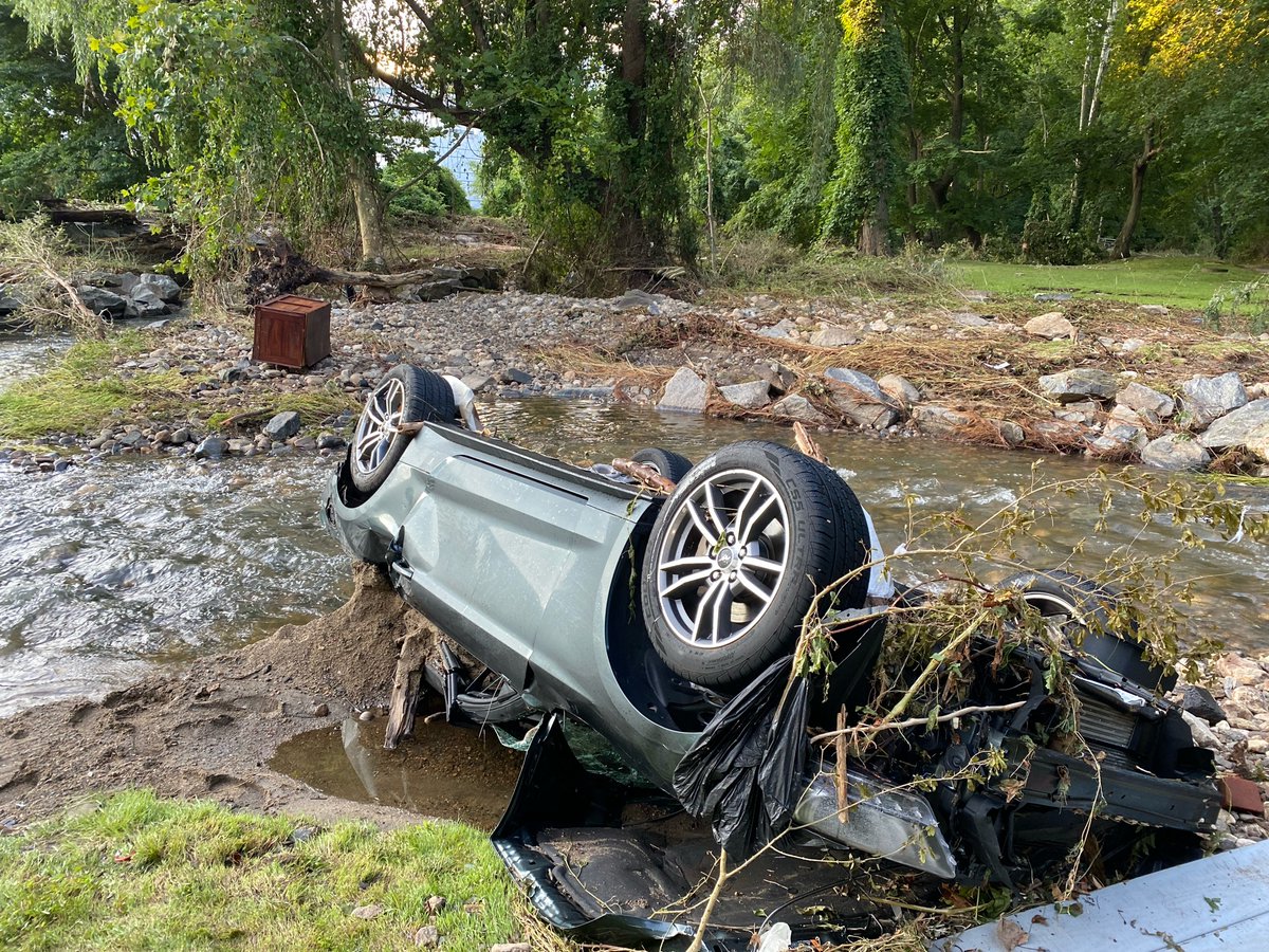 Good Morning from Rye Brook NY … this car was carried a quarter mile from its driveway during #Ida #floods <a href="/GMA/">Good Morning America</a> — I talked to the owner who is more concerned about her home having no flood insurance.