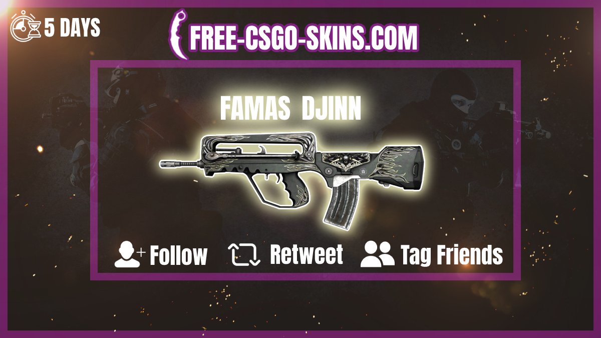 fcsgos's tweet photo. #CSGO #CSGOGiveaway #Giveaways #freecsgoskins 

🆕#FCSGOS Skin giveaway

👉To enter :

✅Explore our FREE codes https://t.co/LOWikwyhoL
✅Follow  @fcsgos
✅Like + Retweet
✅Tag 2 friends

🎟BONUS : Use any of our codes 

Giveaway winner in 5 days. #GoodLuck https://t.co/qGjZRaOJUA