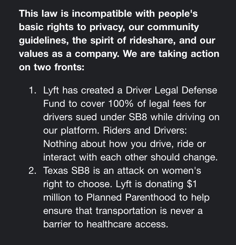 grassbulman's tweet photo. I’ve always preferred Lyft over Uber😩 I’m obsessed with this. #TexasAbortionLaw https://t.co/zNDuqYRKQr