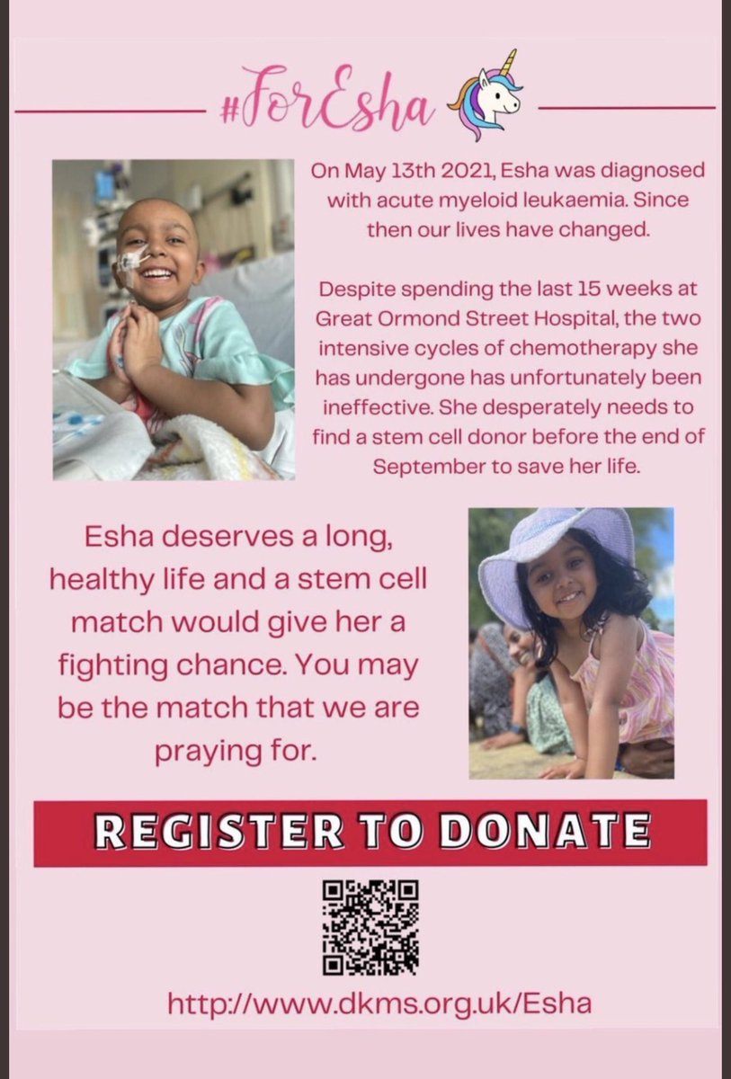 We're reaching out to everyone... If you'd like to register as a stem cell donor and possibly save <a href="/For_Esha/">FOR_ESHA</a> here's your chance! #DonorHero Just scan the QR code and register <a href="/DKMS_uk/">DKMS UK | We Delete Blood Cancer</a> Please RT far &amp; wide <a href="/DKMSinWiltshire/">DKMS Wiltshire Volunteer Hub</a> <a href="/AnthonyNolan/">Anthony Nolan</a> <a href="/almurray/">Al Murray 🇺🇦</a> <a href="/TVSanjeev/">Sanjeev Bhaskar💙</a> <a href="/PreetKGillMP/">Preet Kaur Gill MP</a> <a href="/SikhPA/">SikhPressAssociation</a>