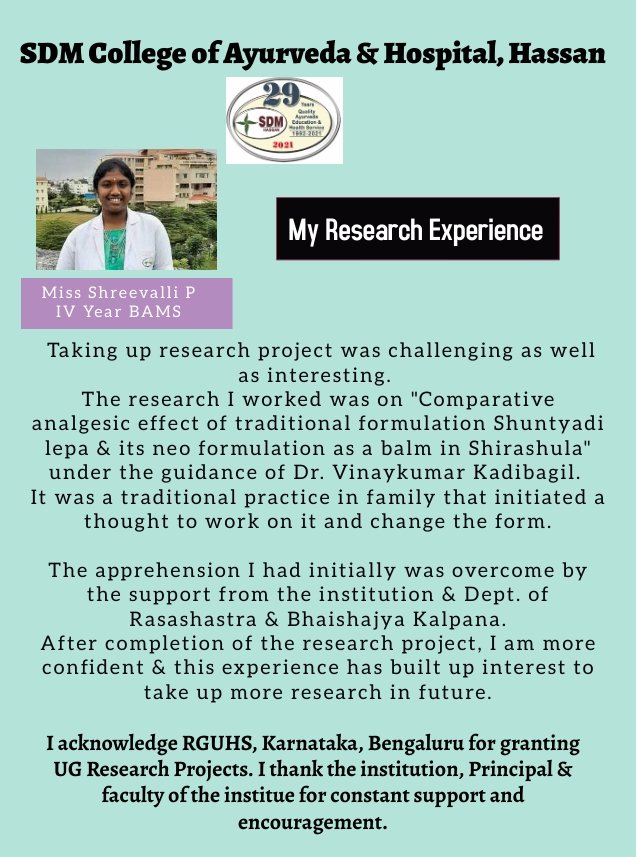 SDM Ayurveda College Hassan on Twitter "Miss Shreevalli P, BAMS