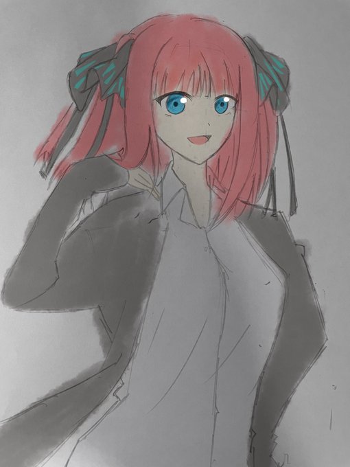ヒグマ四季さんがTwitterに投稿した中野二乃(五等分の花嫁)のイラスト。