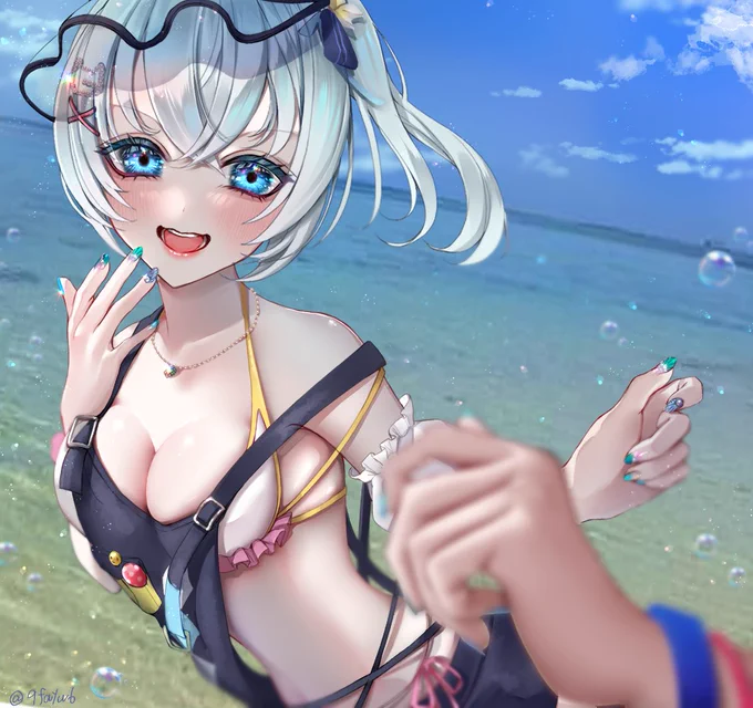 アカリちゃんとはしゃいでる時のシロちゃん、無敵👙 #SiroArt 