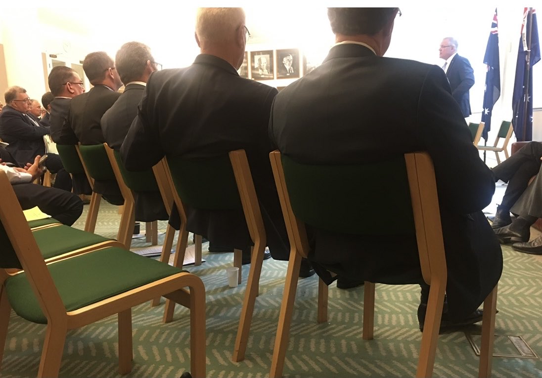 Photo of Morrison and his party inside the  “party room” (just hours before I resigned). 

Same leader, same party 

who lead the most unsafe workplace in the country 

who have no Respect for Women@Work 

who voted against 49 of the 55 Respect@Work recommendations 

Disgraceful