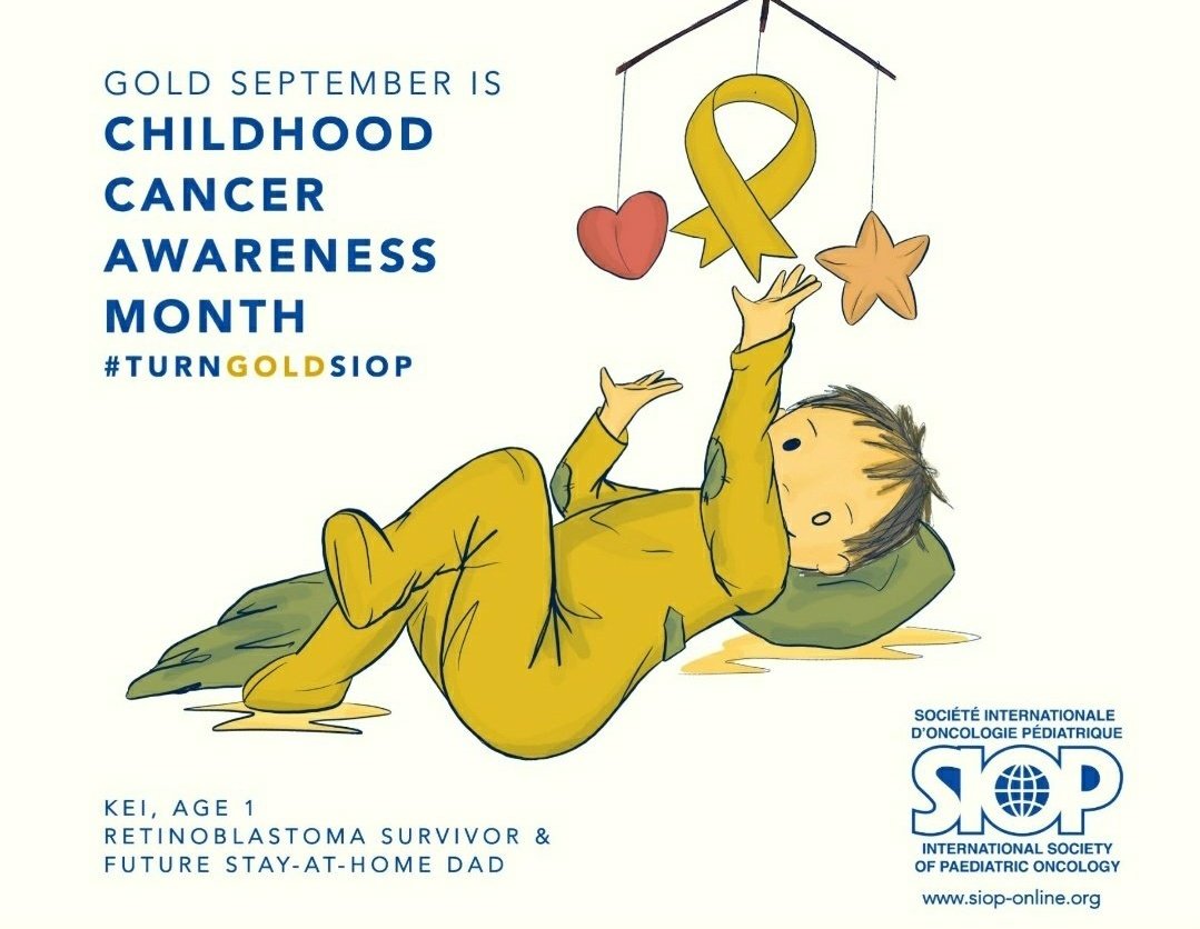 September is #ChildhoodCancerAwarenessMonth
#BeBoldGoGold🎗️
<a href="/WorldSIOP/">SIOP International</a> <a href="/SIOPEurope/">SIOPE 🎗️</a> <a href="/SIOPAfrica/">SIOP-Africa</a>
@CCLG_UK <a href="/TeenageCancer/">Teenage Cancer Trust</a> <a href="/CancerPOINTE/">POINTE</a> 
Artwork courtesy of Tina Bouffet