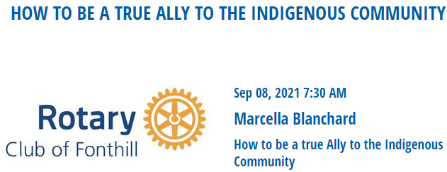 fonthillrotary's tweet photo. #JoinUsAtRotary this week!  Guest Speaker is Marcella Blanchard!  Topic:
How to be a True Ally to the Indigenous Community
https://t.co/BlwfDYID5N
#TagTheSpirit #ServeToChangeLives #RotaryClubofFonthill #RotaryLearning https://t.co/4eBv99uBG8