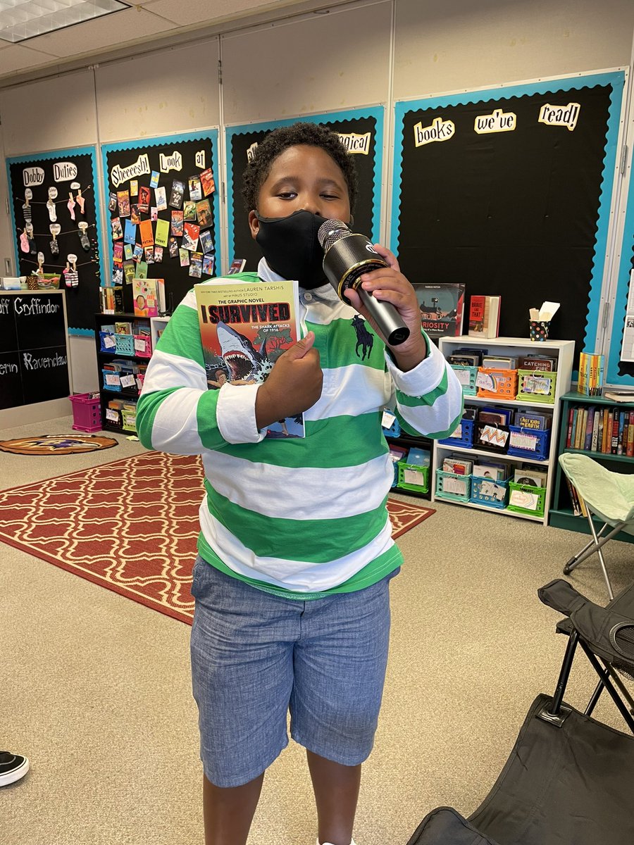 MissKHoffman's tweet photo. Book Talk Fridays just got even cooler with the microphone option😎🎤 https://t.co/kQZJc7rQAj