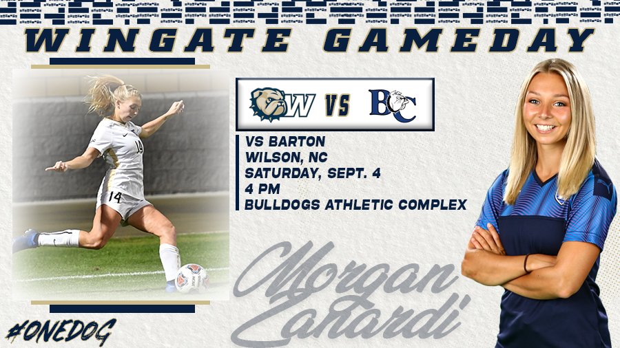GAMEDAY for <a href="/Wingate_WSoccer/">Wingate W Soccer</a> ⚽️!!

🆚 <a href="/BartonAthletics/">Barton College Athletics</a>  
📍 Wilson, NC
⏰ 4 PM
📽️ bit.ly/WUatBCWatch
📊 bit.ly/WUatBCStats
📰 bit.ly/GameDay9-4-21

#OneDog #WUWSOC