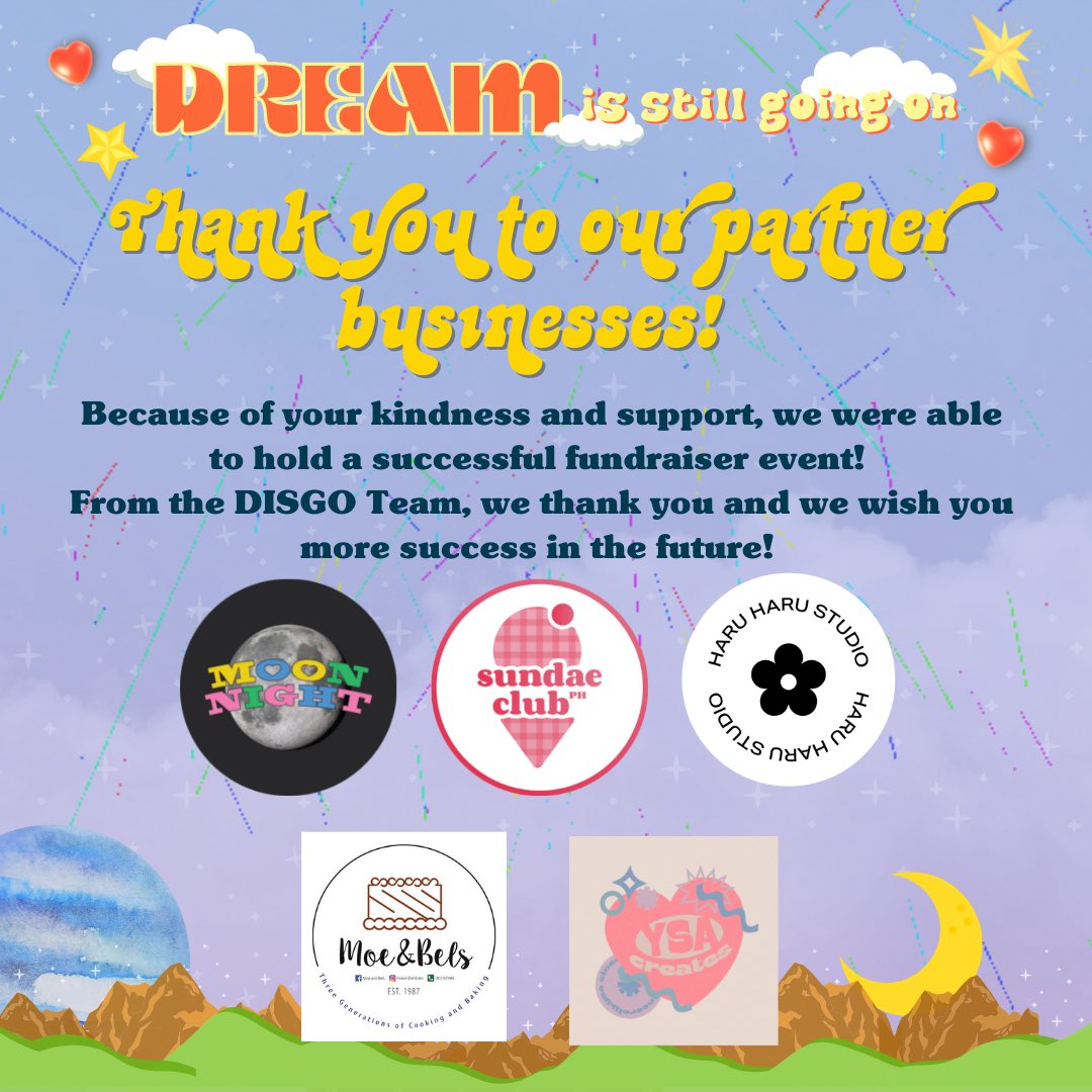 As #DISGOFundraiser comes to a close, we would like to show our sincere appreciation to our partners without whom this event would not have been successful. 💚✨ Thank you for accepting our invitation and for being with us in this endeavor! We wish you happiness and success! 🥳🌈