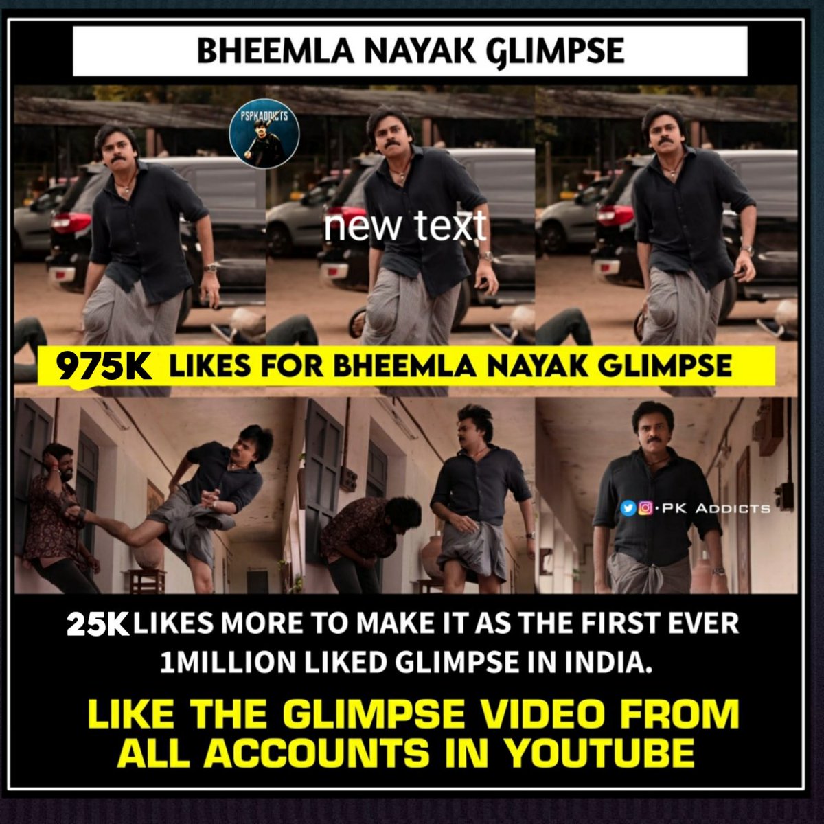 PK_FanGirlsFC's tweet photo. 975K Likes Done. Need 25K Likes to 1M.
Open This Link &amp; Like This Glimpse 👇
#BheemlaNayak @PawanKalyan
Link :- https://t.co/1iQLMc2eVV https://t.co/g0xELfXNFv