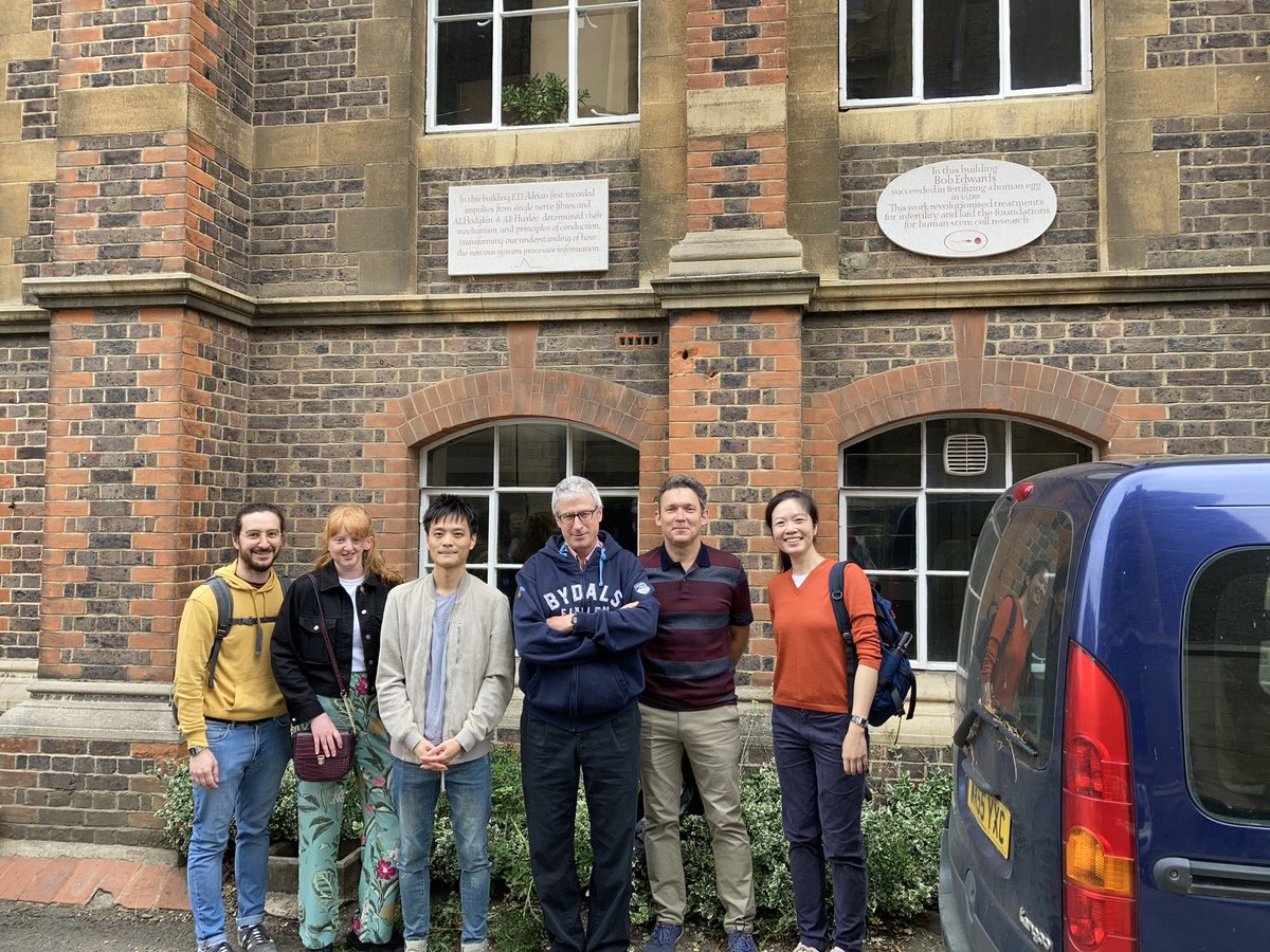 We visited my long term collaborator and dear friend Dr. Hugh Robinson and took a picture right in front of his lab. It was in this building where the very first electrophysiology recording by ED Adrian took place, and the Hodgkin-Huxley model of neuron conduction was developed!