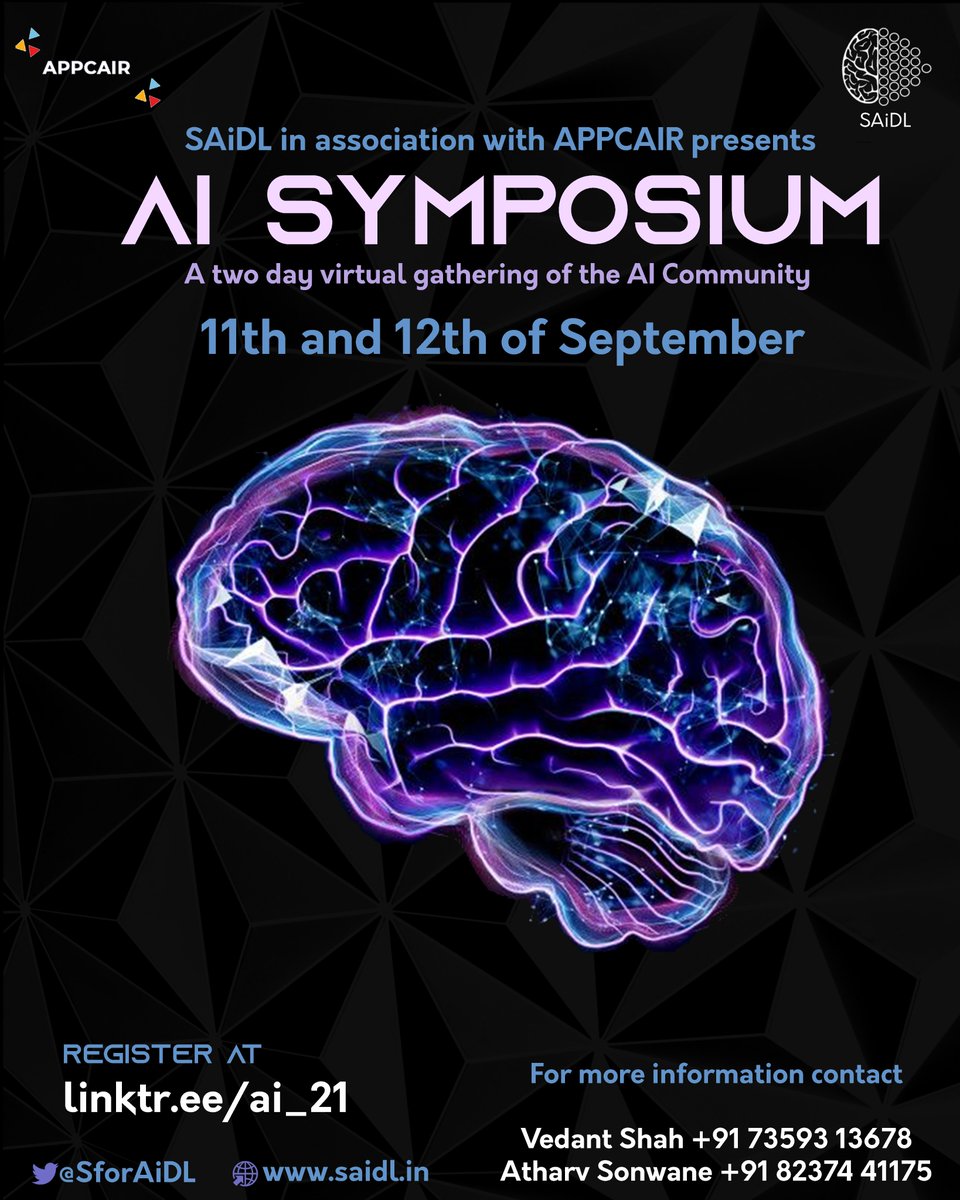 We are excited to present to you the second edition of "AI Symposium", in association with APPCAIR - the AI Research Lab of <a href="/BITSPilaniGoa/">BITS Pilani, Goa</a> 

[1/6]