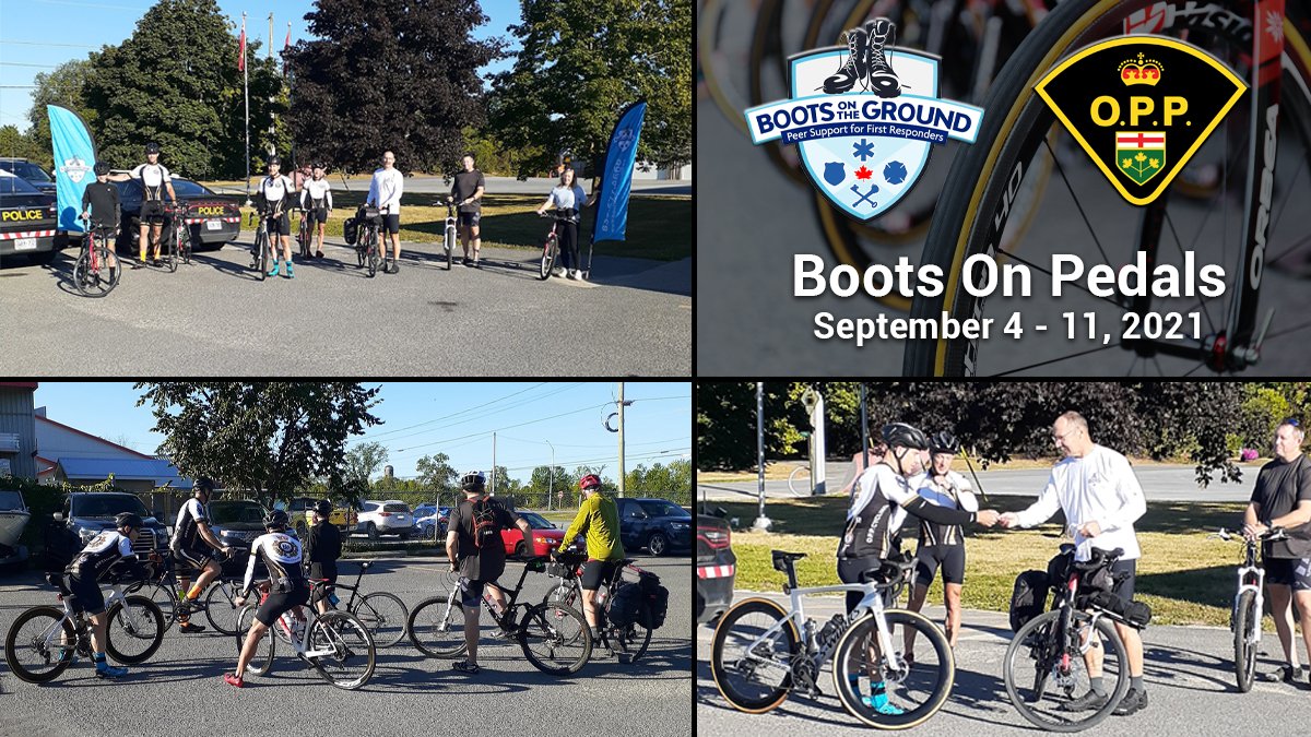 A fantastic ride today with PC Martin of #FrontenacOPP and OPP members in support of #BootsOnPedals and <a href="/BootsOTGround/">Boots On The Ground</a>. There’s still time to come out and raise funds for this important peer-to-peer support program for first responders. Learn more: bit.ly/3jDF3ep.