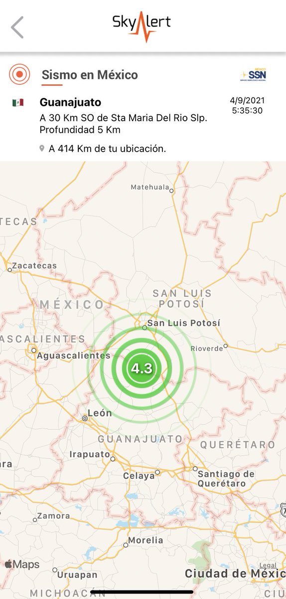 SkyAlertMx's tweet photo. Durante esta madrugada se registraron 5 sismos en los límites de Guanajuato - San Luis Potosí.

•El más grande de 4.5 seguido de tres réplicas de 3.6 y una réplica de 4.3.
•Percibidos en la zona del epicentro. https://t.co/t5yY8IjOSW