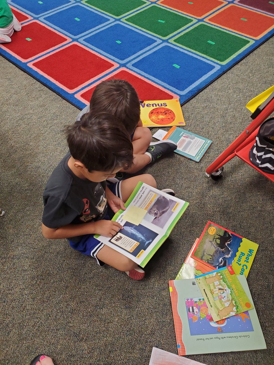 LauraCano79's tweet photo. My little Kindergarten readers are working hard at adding a "pinch" of themselves with sticky notes to share with their reading partners.  @LizGoodman1 @TCRWP https://t.co/E56EHnJTBI