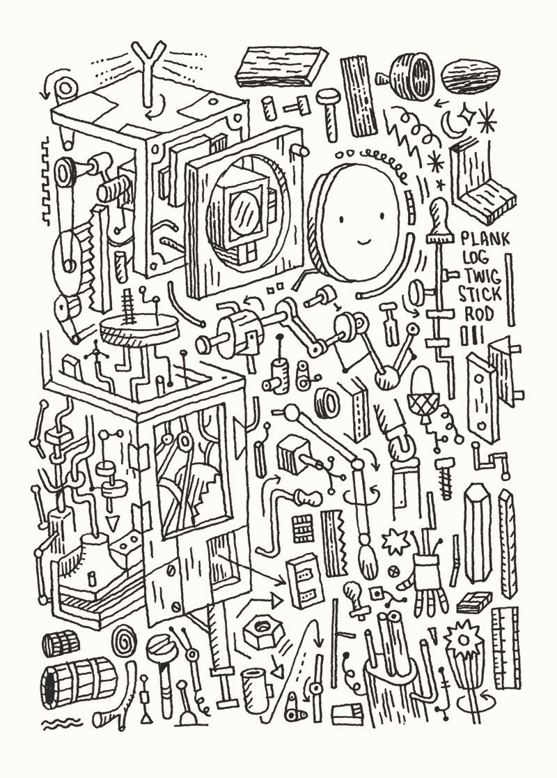 Four pages of doodles made while working out my book `The Little Wooden Robot and the Log Princess'. It is now available from good bookshops and online. More details here: https://t.co/iorLB632Qt