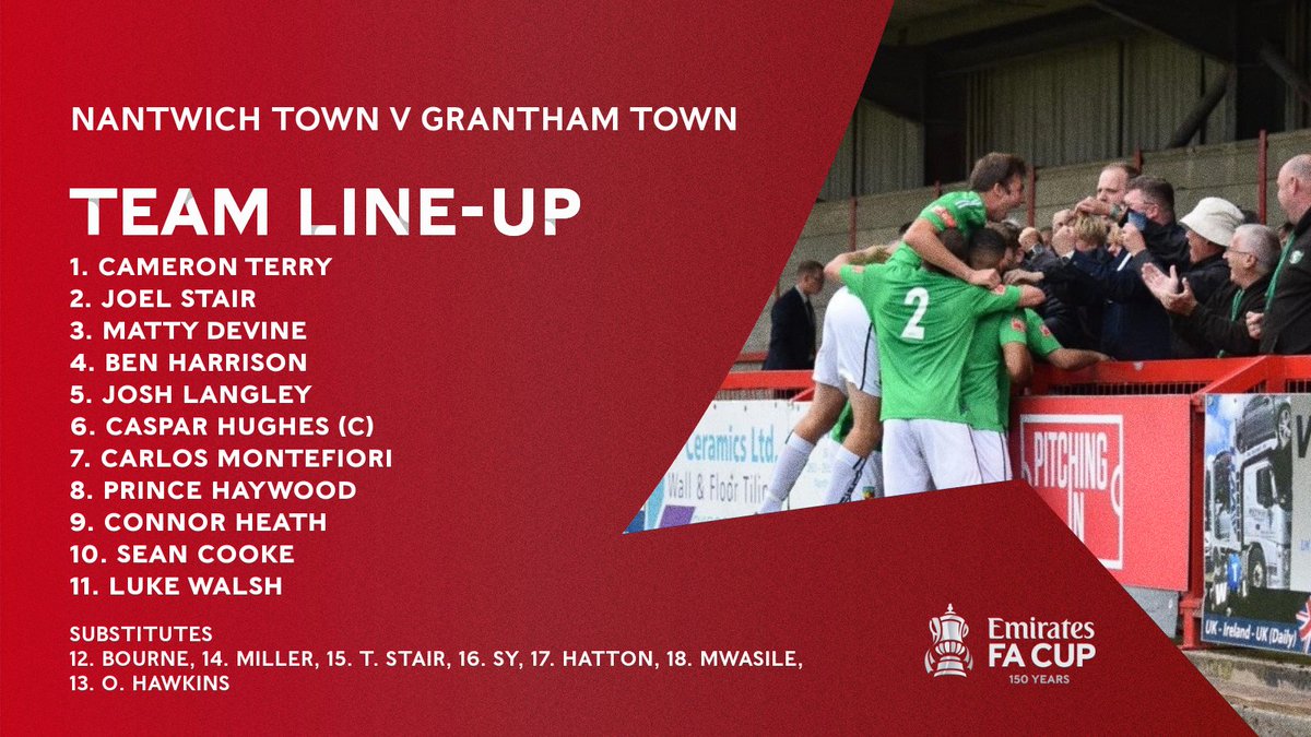 🚨TEAM NEWS🚨 | Here's our Starting XI for today's #EmiratesFACup tie against Grantham Town! #UpTheDabbers 🟢⚪️