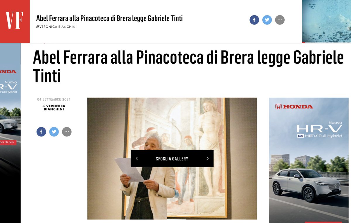gabrieletinti's tweet photo. Abel Ferrara alla Pinacoteca di Brera legge Gabriele Tinti https://t.co/BJmGfWwR66 via @VanityFairIt https://t.co/VAa1qlp1bG