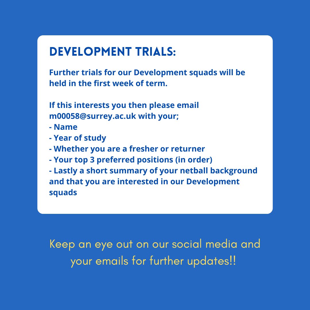 Calling all returners and freshers!!!
Check out this trial information💛💙