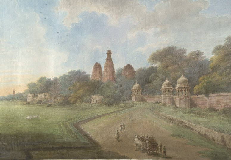LostHeritages's tweet photo. Watercolour of the Madan Mohan temple at Brindaban by Sita Ram between 1814-15.

The Madan Mohan temple dates from the 16th century. The octoganal tower, which extends more than 20 metres is similar to the tower of the nearby Jagat Kishore temple. https://t.co/Ccb5H0kuvq