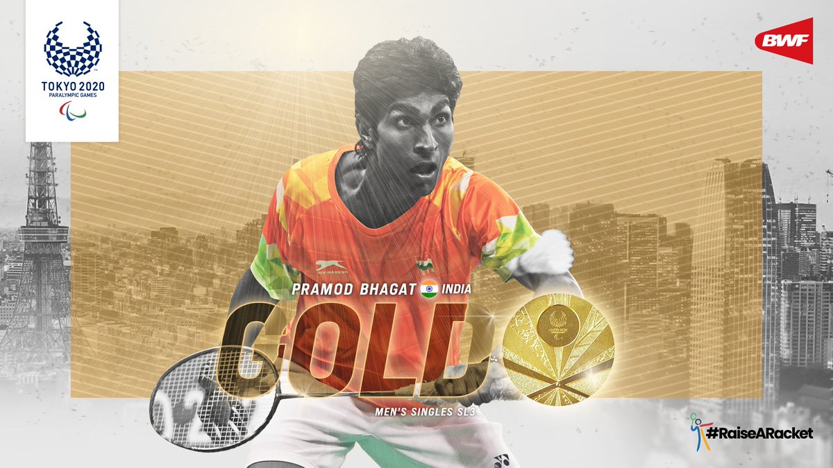World Champion, World no 1 @PramodBhagat83 becomes India’s first shuttler to win a Gold medal in Paralympics or Olympics. #Tokyo2020 #Badminton #Legend Photo @bwfmedia