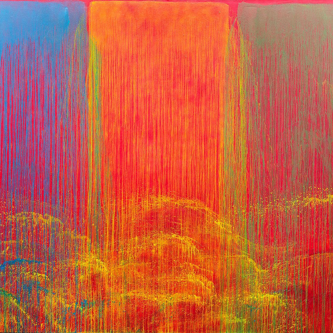 #patsteir is best known for her abstract dripped waterfall paintings.