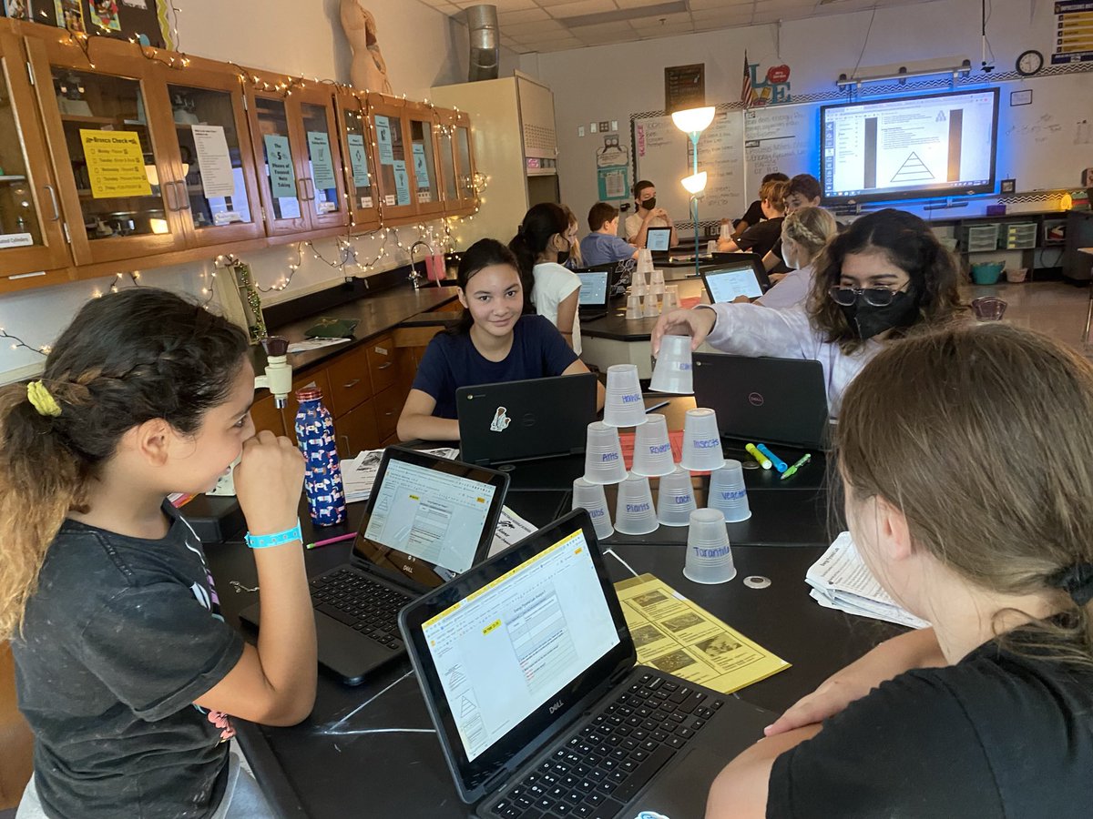 HMSAVID_Gordon's tweet photo. Using our notes to build energy pyramids and then watching what happens when environmental factors cause an organism to be removed. #handonscience #proudtobeabronco https://t.co/TfCgzgGNy1