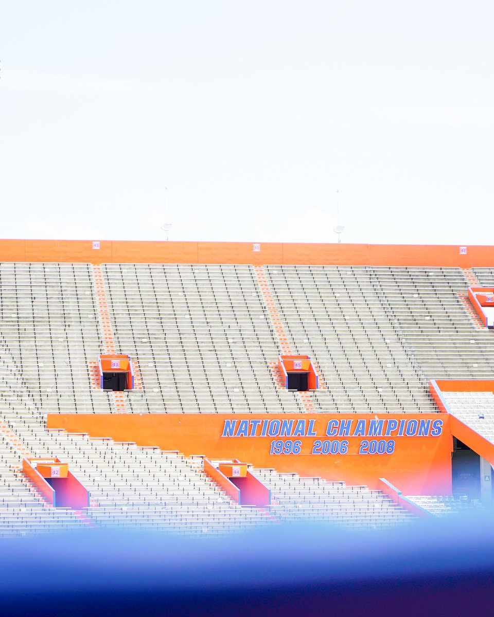 Distant view of the Ben Hill Griffin Stadium wing wall