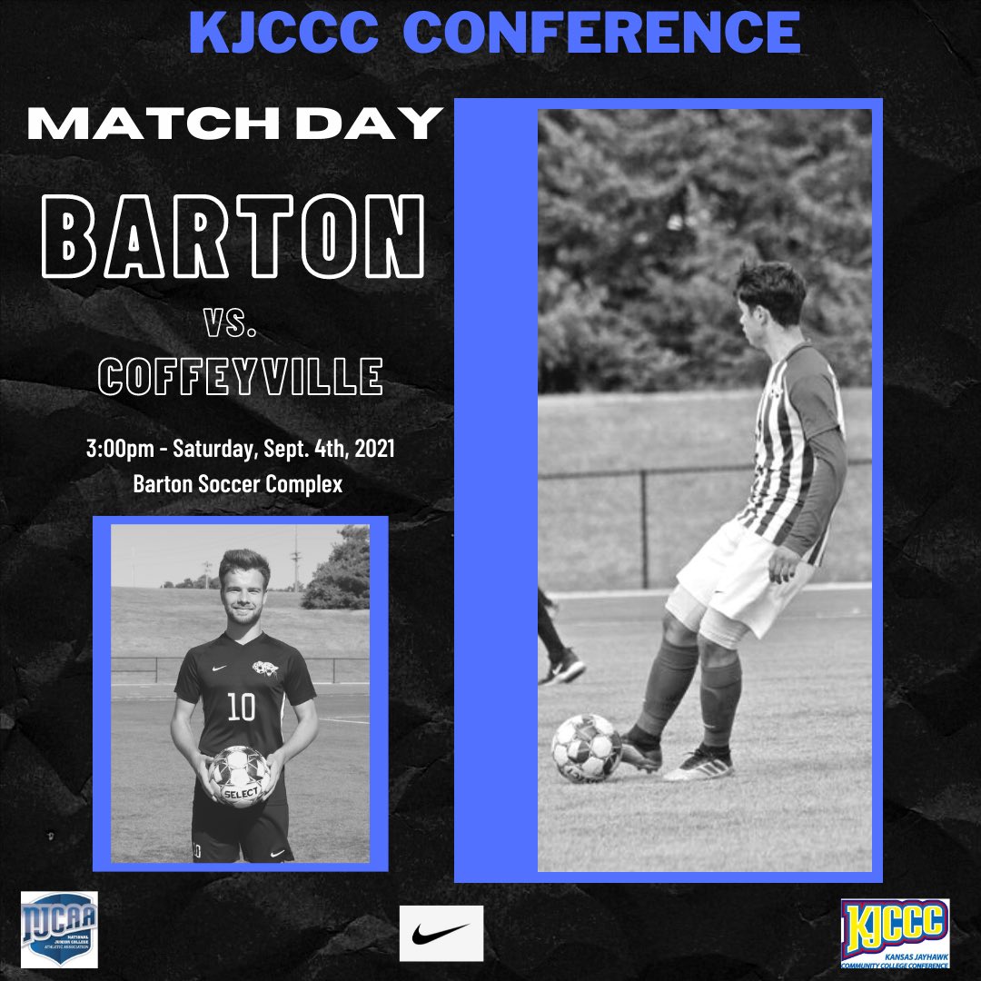 CONFERENCE MATCH DAY!
🆚: Coffeyville
🕑: 3:00pm
📍: Barton Soccer Complex
💻: team1sports.com/bartonsports/?…

#TheBartonStandard
#FAMILY
#BartonMensSoccer