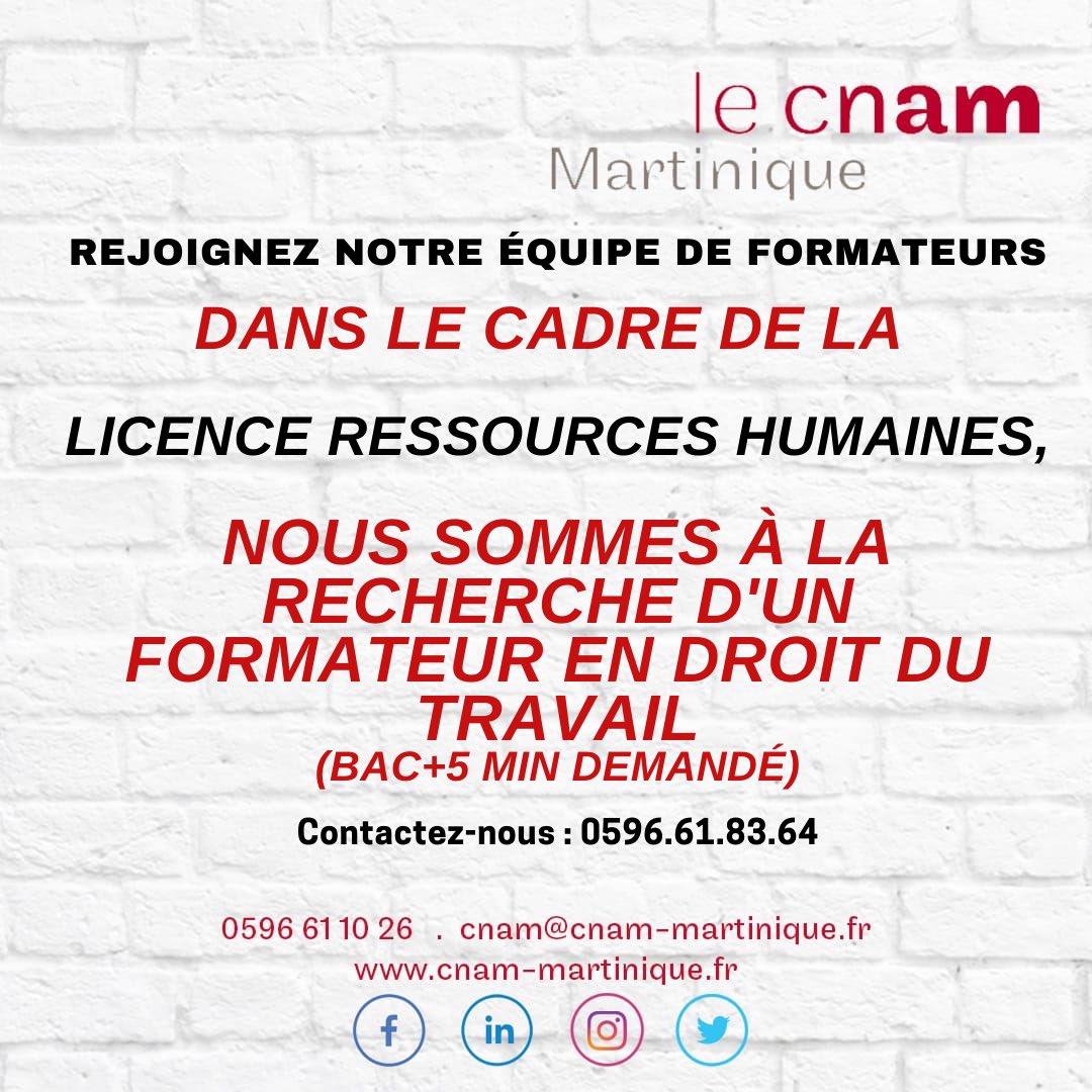 Rentrée 2021-22 #lecnamrecrute #ressourceshumaines #formateurs #cnammartinique