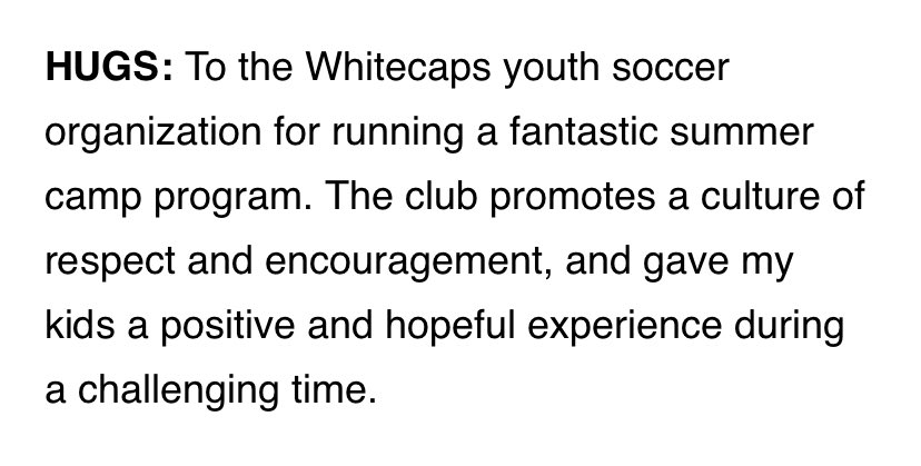 Thank you for the kind words <a href="/NelsonStarNews/">Nelson Star</a>! 

We pride ourselves on creating a positive experience and we’re glad you enjoyed it 🙂

nelsonstar.com/opinion/hugs-a… #VWFC
