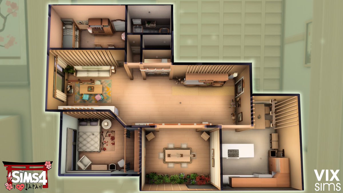 vix_sims's tweet photo. Here is my Japanese inspired family apartment in San Myshuno for the #ilovejapancollab hosted by @ErynWitha 

🎥: https://t.co/p7plEIPEDn

#TheSims4 #ShowUsYourBuilds https://t.co/gxsN1ysaUp