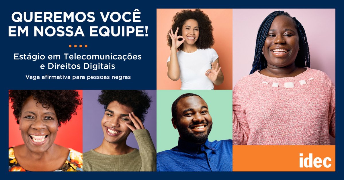 idec's tweet photo. Trabalhe Conosco | Buscamos estagiário ou estagiária para fazer parte da nossa equipe de Telecomunicações e Serviços Digitais. Confira mais detalhes da vaga: https://t.co/Ryi5HApju1 https://t.co/siyHXiaYIe