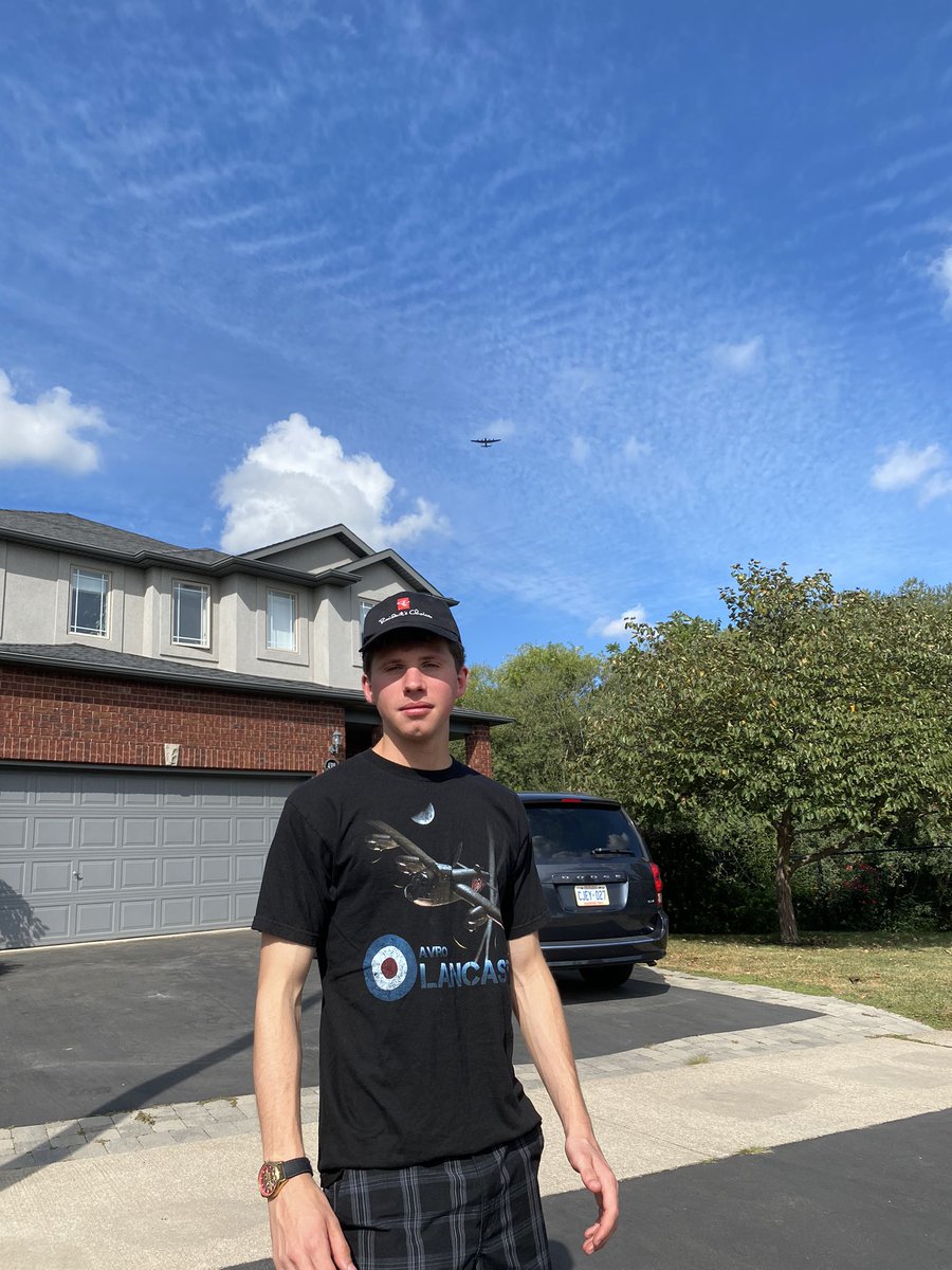 When the @CWHM VRA Lancaster flies over your son wearing his VRA Lancaster shirt. #Aviation #AvGeek #NotPlanned