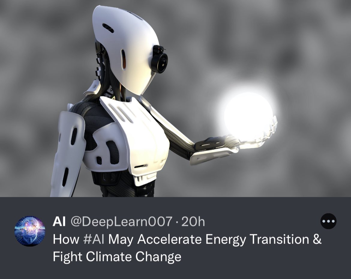 MHcommunicate's tweet photo. How #AI May Accelerate Energy Transition & Fight Climate Change
https://t.co/wvu8K1wbVG
#MachineLearning #DeepLearning #DataScience #Fintech #5G
via #DeepLearn007 @archonsec @Paula_Piccard @mvollmer1 @TomRaftery @MarshaCollier @joana_ut @WorldTrendsInfo @anand_narang @Nicochan33 https://t.co/M541OQPyCN