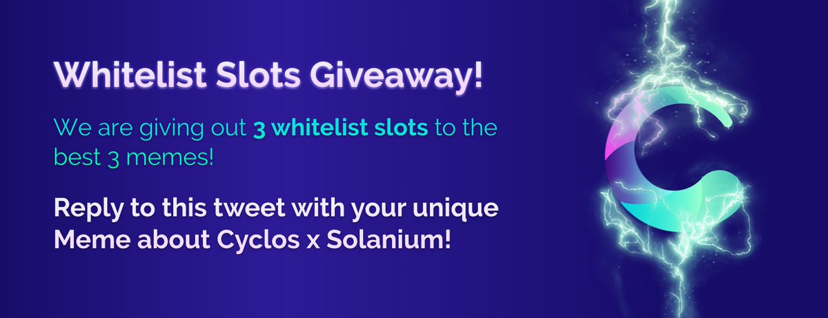 We are hosting our @cyclosfi  x Solanium AMA!

Date: 05/09/2021
Time: 11am UTC
Location: t.me/solanium_io_ch…

Meme Contest👀
Reply to this tweet with your unique Meme about Cyclos x Solanium
We'll announce the 3 winners during our AMA!