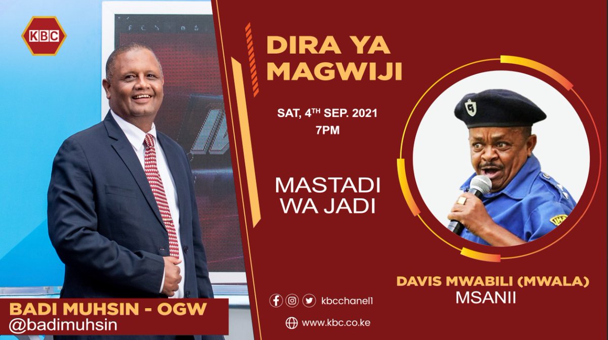 Hii leo kwenye #DiraYaMagwiji <a href="/KBCChannel1/">KBC Channel 1 News</a> ungana naye <a href="/badi_muhsin/">BadiMuhsin</a> akipiga gumzo na <a href="/inspektamwala/">Inspekta Mwala (Davis Mwabili)</a> #ThisIsKBC